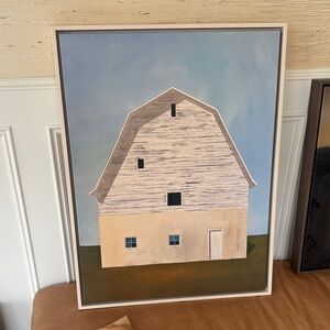 Framed Barn Art Print - Blue and Tan